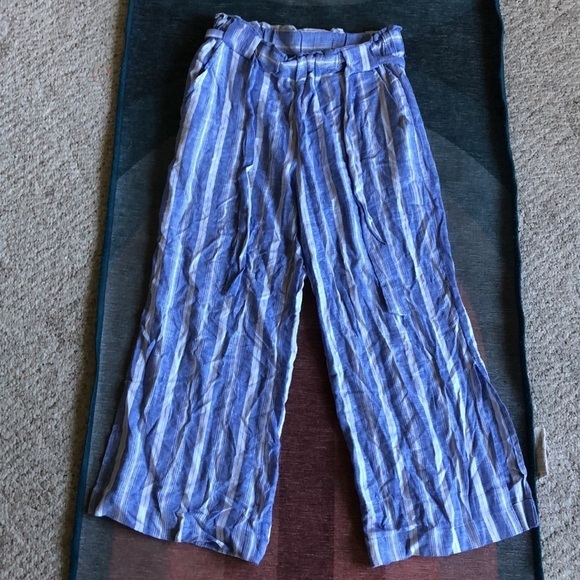 Indigo Rein Linen Coastal Striped Wide Leg Beach Pants - Picture 5 of 8